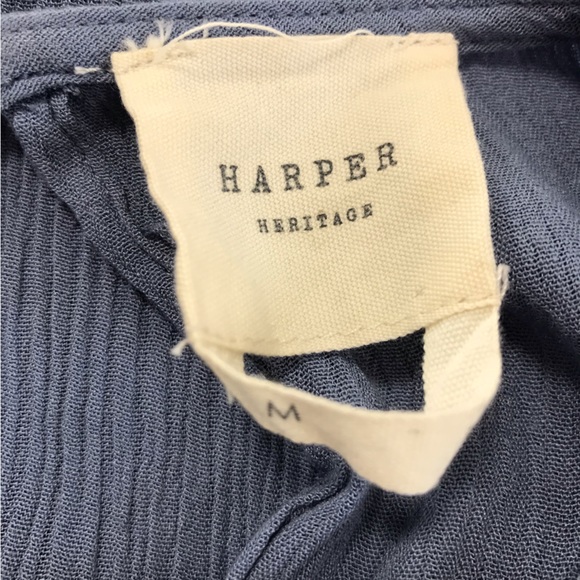 Harper Heritage Blue Embroidered Peasant Blouse - Picture 5 of 6